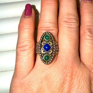 Carolyn Pollack Multi Stone Sterling Silver and Brass Ring Sz 6